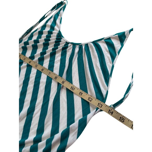Paradise Maxi Dress Blue White Striped Backless‎ Sleeveless Asymmetrical Hem  L - Picture 6 of 15